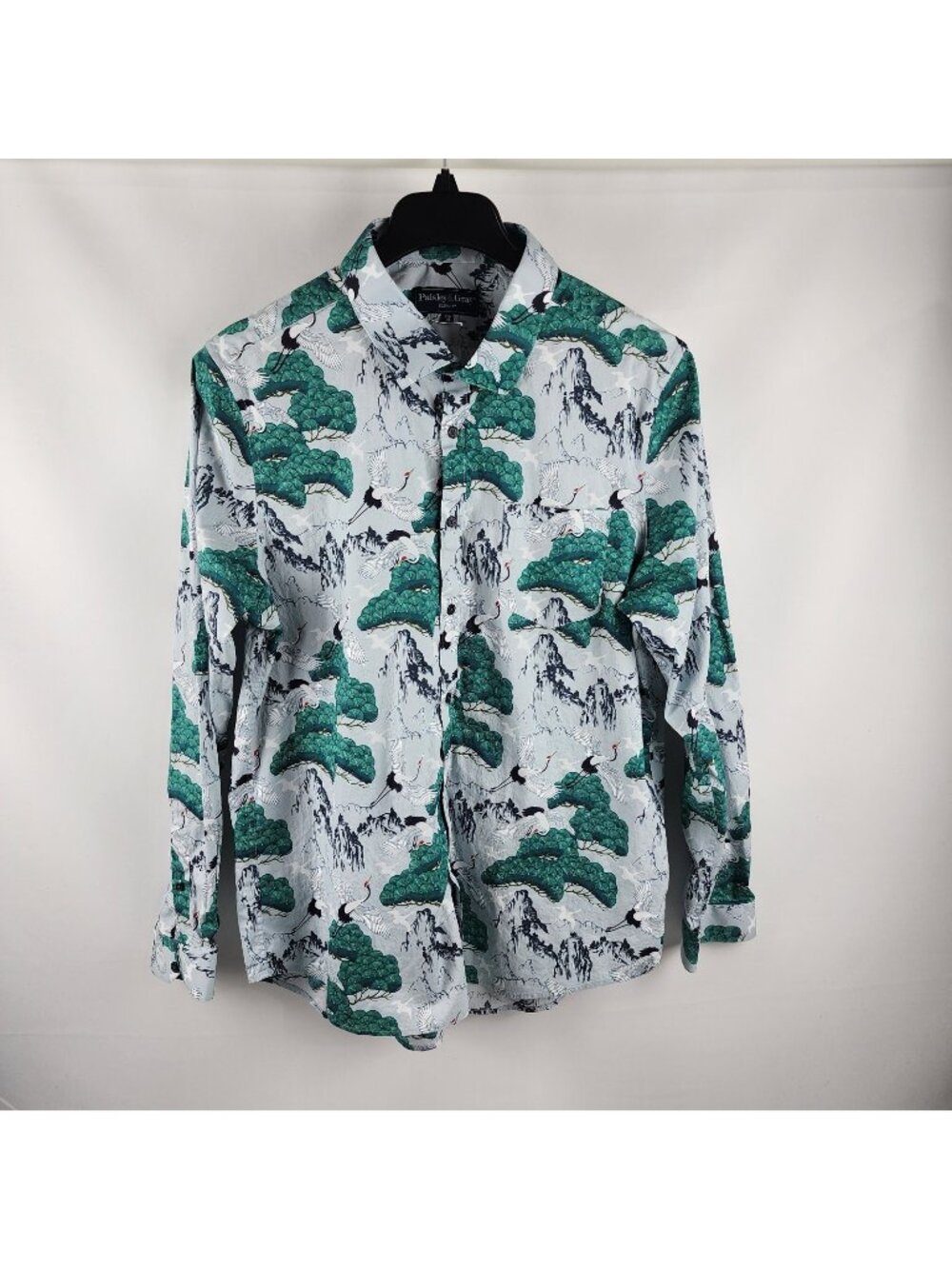 Paisley & Gray Shirt Mens XXL Multi Novelty Bird Print Slim Fit L/S Button Up